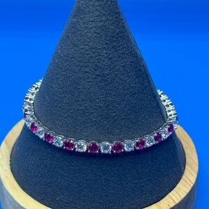 Sterling Silver AAA CZ Pink and White Bracelet